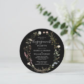 Black Rustic Chic Boho Wildblume Engagement Party Einladung (Stehend Vorderseite)