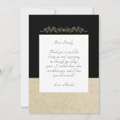 Black Rustic Elegante Ornament 2 Foto Abschluss Dankeskarte (Rückseite)