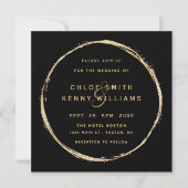 Black Rustic Gold Circle Ampere und Wedgeplatz Einladung (Vorderseite)