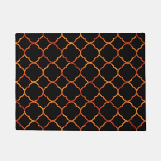 Black Rustic Gold Quatrefoil Patterns Elegant Cool Fußmatte (Vorderseite)
