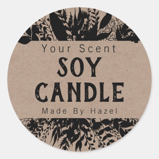 Black Rustic Kraft Soy Candle Labels Runder Aufkleber (Vorderseite)