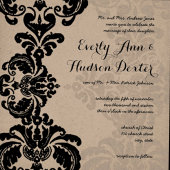 Black Rustic Luxe Vintag Damask Wedding Einladung