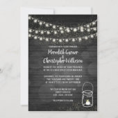 Black Rustic Mason Jar Lights Hochzeitseinladung Einladung (Vorderseite)