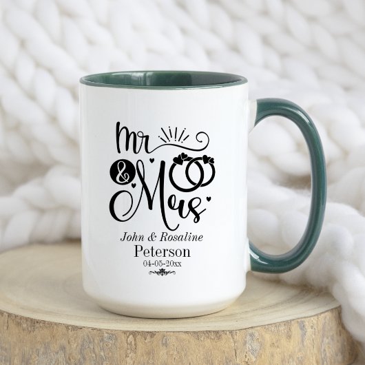 Black Rustic Name Date Wedple Announcement Tasse