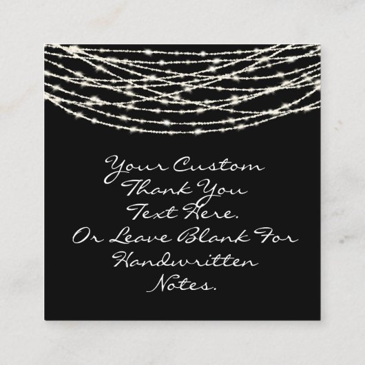 Black Rustic String Lights Wedding danke Begleitkarte (Rückseite)