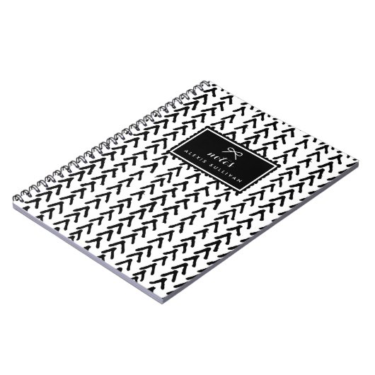 Black Rustic Tribal Muster Personalisiert Notebook Notizblock (Linke Seite)