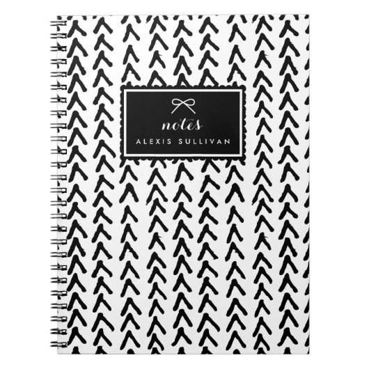 Black Rustic Tribal Muster Personalisiert Notebook Notizblock (Vorderseite)
