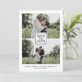 Black Rustic Two Foto Ankündigung Datum freihalten (Stehend Vorderseite)