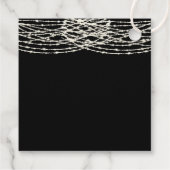 Black Rustic White Roses String Lights Wedding Geschenkanhänger (Rückseite)