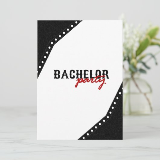 Black Saddle Style Bachelor Party Einladung (Stehend Vorderseite)