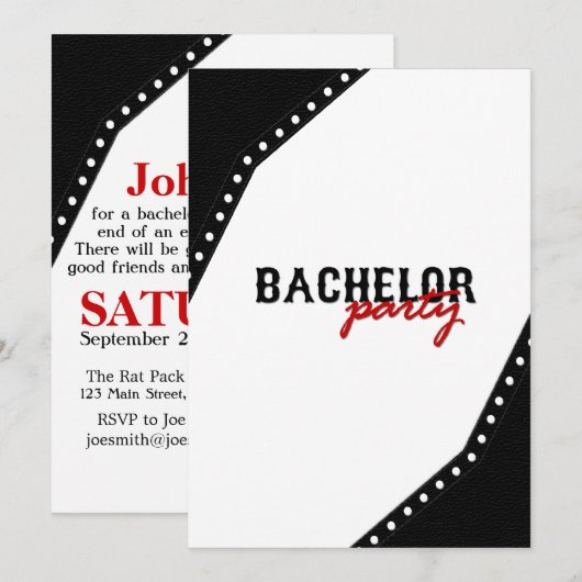 Black Saddle Style Bachelor Party Einladung (Vorne/Hinten)