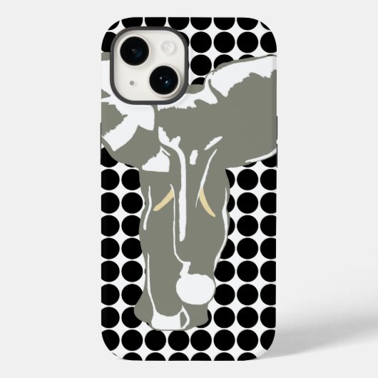 Black Safari Dot mit Pop Art Elephant Case-Mate iPhone Hülle (Rückseite)