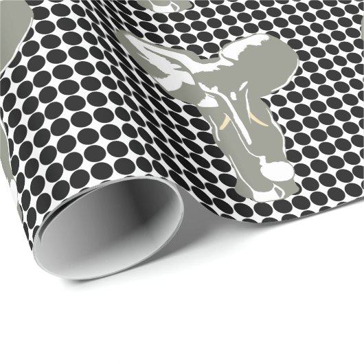 Black Safari Dot mit Pop Art Elephant Geschenkpapier (Rolleneckpunkt)