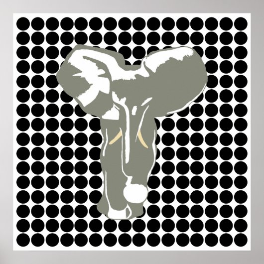 Black Safari Dot mit Pop Art Elephant Poster (Vorne)
