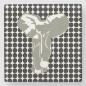 Black Safari Dot mit Pop Art Elephant Steinuntersetzer (Vorderseite)