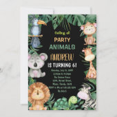 Black Safari Jungle Geburtstagseinladungen Einladung (Vorderseite)
