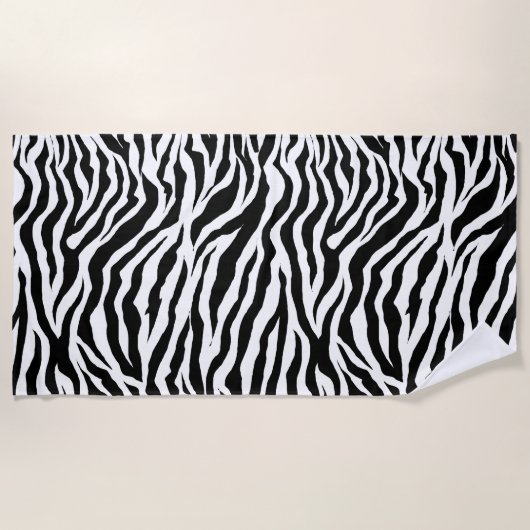 Black Safari Muster Tier zebra Strandtuch (Vorderseite)