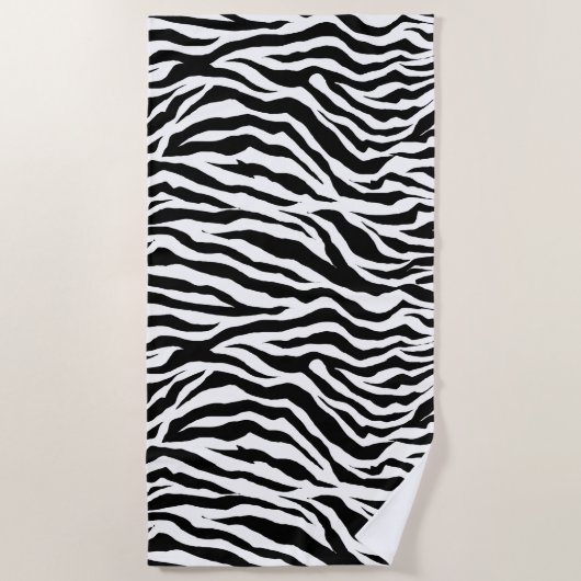 Black Safari Muster Tier zebra Strandtuch (Vorderseite)