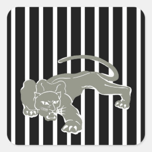 Black Safari Strip mit Leopard Quadratischer Aufkleber