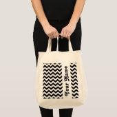 Black Safari Zickzack mit benutzerdefinierbarem Na Tragetasche (Vorderseite (Produkt))