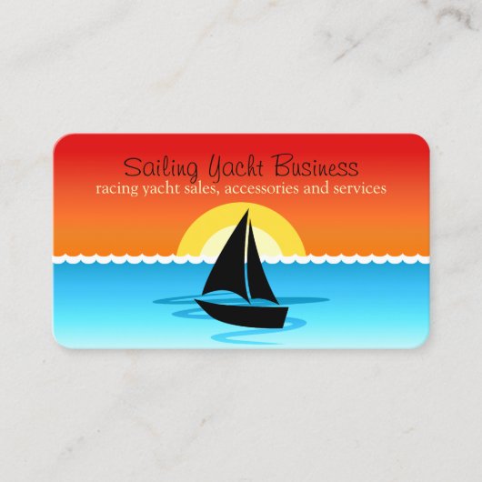 Black Sail Yacht Silhouette Segeln im Sonnenunterg Visitenkarte (Vorderseite)