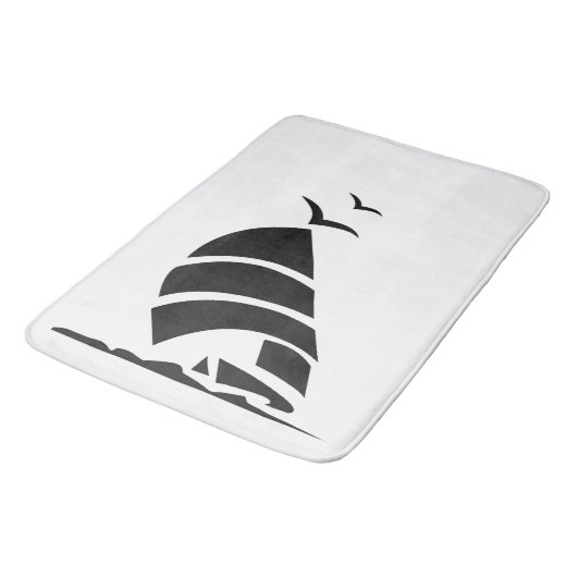 " Black SailBoat " Badezimmer Badematte (Schrägansicht)