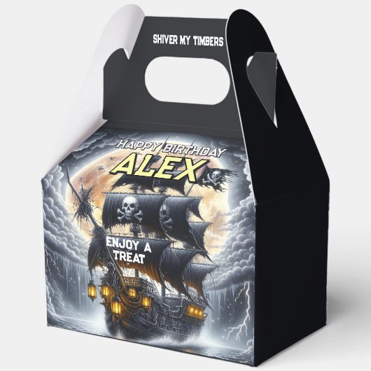 Black Sails Ahead Pirate 5"w x 3"l x 6.5"h Geschenkschachtel (Rückseite)