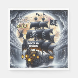 Black Sails Ahead Pirate Theme Birthday Party Serviette