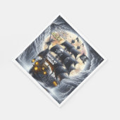 Black Sails Ahead Pirate Theme Birthday Party Serviette (Ecke)