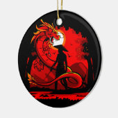 Black Samurai Red Dragon japanische Style Artwork  Keramik Ornament (Links)