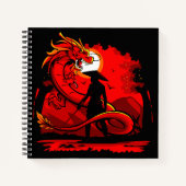 Black Samurai Red Dragon japanische Style Artwork Notizblock (Vorderseite)