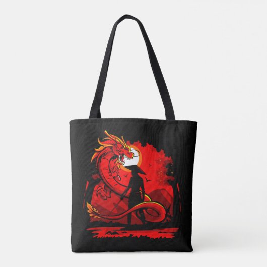 Black Samurai Red Dragon japanische Style Artwork  Tasche (Rückseite)