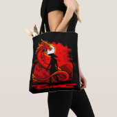 Black Samurai Red Dragon japanische Style Artwork  Tasche (Von Nahem)