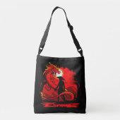 Black Samurai Red Dragon japanische Style Artwork  Tragetaschen Mit Langen Trägern (Rückseite)