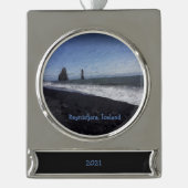 Black Sand Beach, Island Keramik Ornament (Vorderseite)