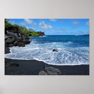 Black Sand Beach, Waianapanapa Staat Park, Maui Po Poster