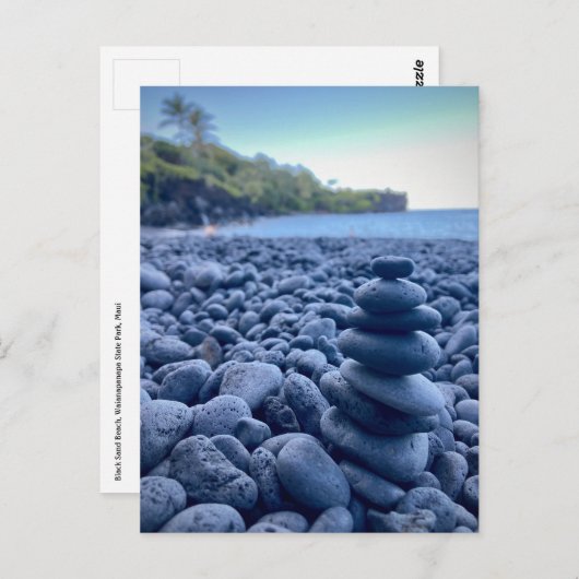 Black Sand Beach, Waianapanapa Staat Park, Maui Postkarte (Vorne/Hinten)