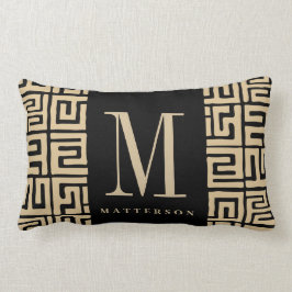 Black|Sand Kuba Druck-inspiriertes Monogramm Lendenkissen