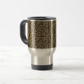 Black|Sand Kuba Druck-inspiriertes Monogramm Reisebecher (Vorderseite Links)