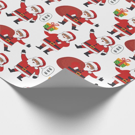Black Santa African American Weihnachtsgeschenk Geschenkpapier (Ecke)