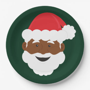 Black Santa Brown Skin Pappteller