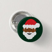 Black Santa Brown Skin Weihnachten Button (Vorne & Hinten)