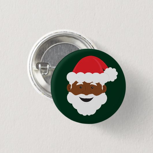 Black Santa Brown Skin Weihnachten Button (Vorne & Hinten)