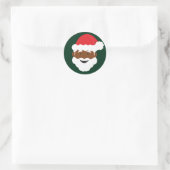 Black Santa Brown Skin Weihnachten Runder Aufkleber (Tasche)