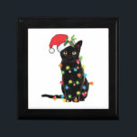 Black Santa Cat Tangled Up In Lights Christmas Erinnerungskiste<br><div class="desc">Black Santa Cat Tangled Up In Lights Christmas</div>