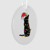 Black Santa Cat Tangled Up In Lights Christmas Ornament (Vorderseite)