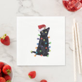 Black Santa Cat with christmas lights Serviette (Beispiel)
