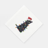 Black Santa Cat with christmas lights Serviette (Ecke)