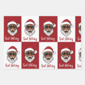 Black Santa Christmas Geschenkwrap  Geschenkpapier Set (Vorderseite)