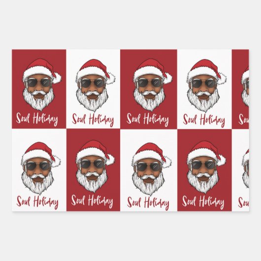 Black Santa Christmas Geschenkwrap  Geschenkpapier Set (Vorderseite)